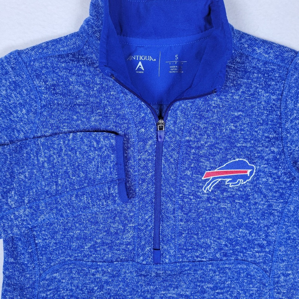 Buffalo Bills Antigua Women's 1/4 Zip Long Sleeve Size SHeather Royal Blue - Picture 3 of 10